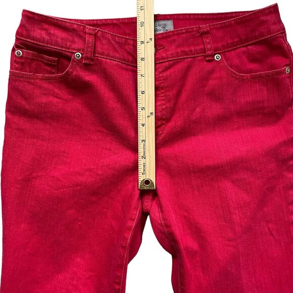 Chico's So Slimming Ankle Pants 1 US M/8 Red Straight Leg Mid Rise Stretch Artsy - Picture 8 of 8